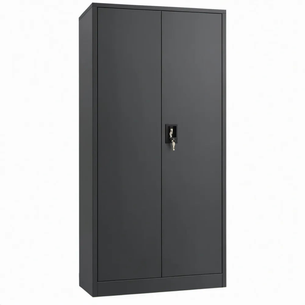 Stalen opbergkast met 2 deuren en cilinderslot, antraciet, 90 x 40 x 180 cm