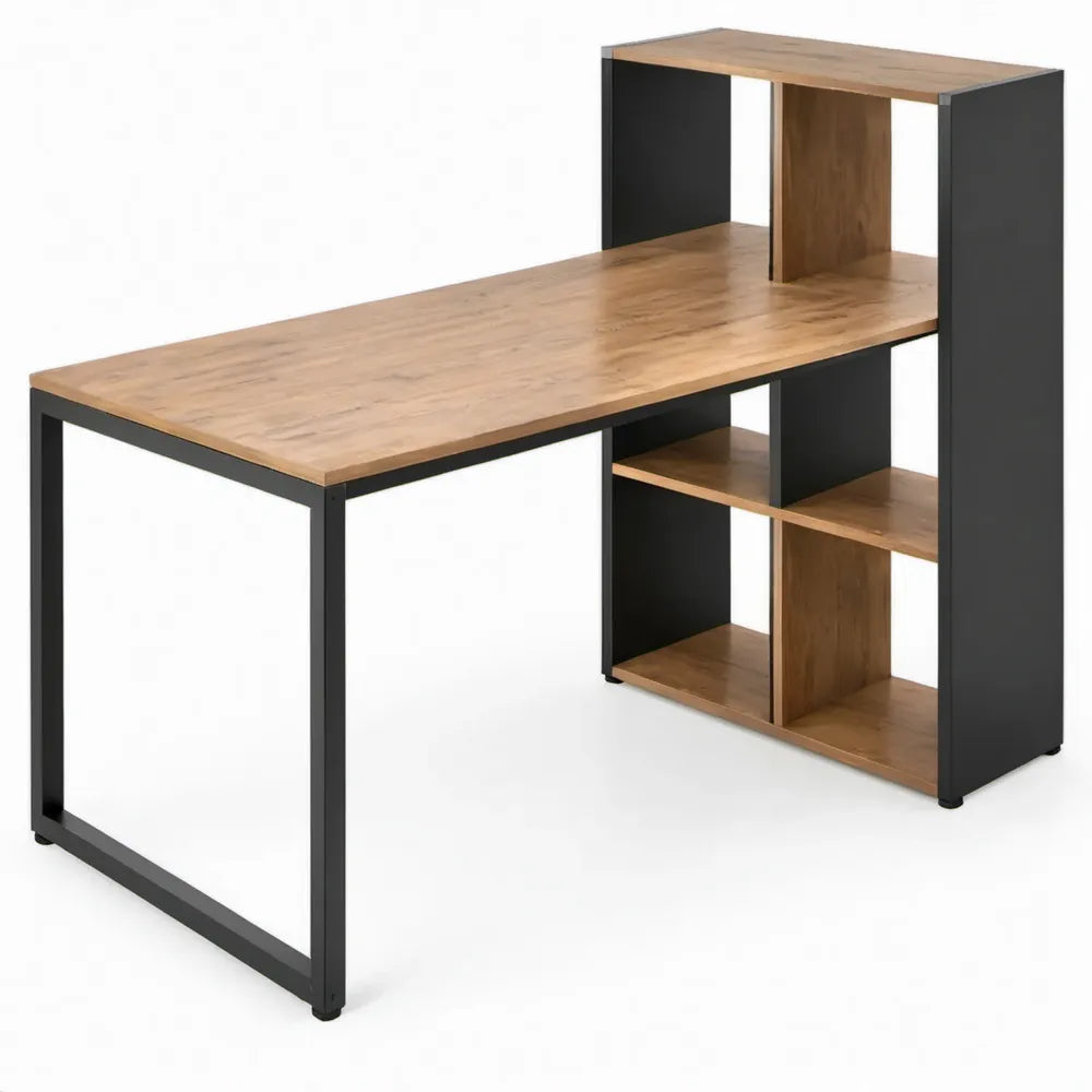 Bureau met geïntegreerde opbergruimte 120 x 60 x 120 cm – Walnootbruin/Zwart