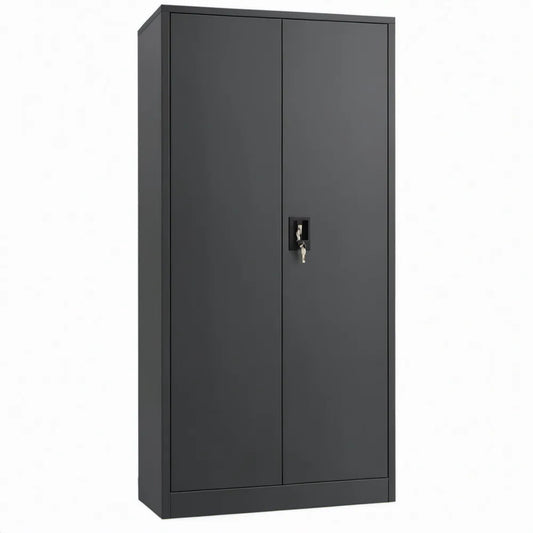 Stalen opbergkast met 2 deuren en cilinderslot, antraciet, 90 x 40 x 180 cm