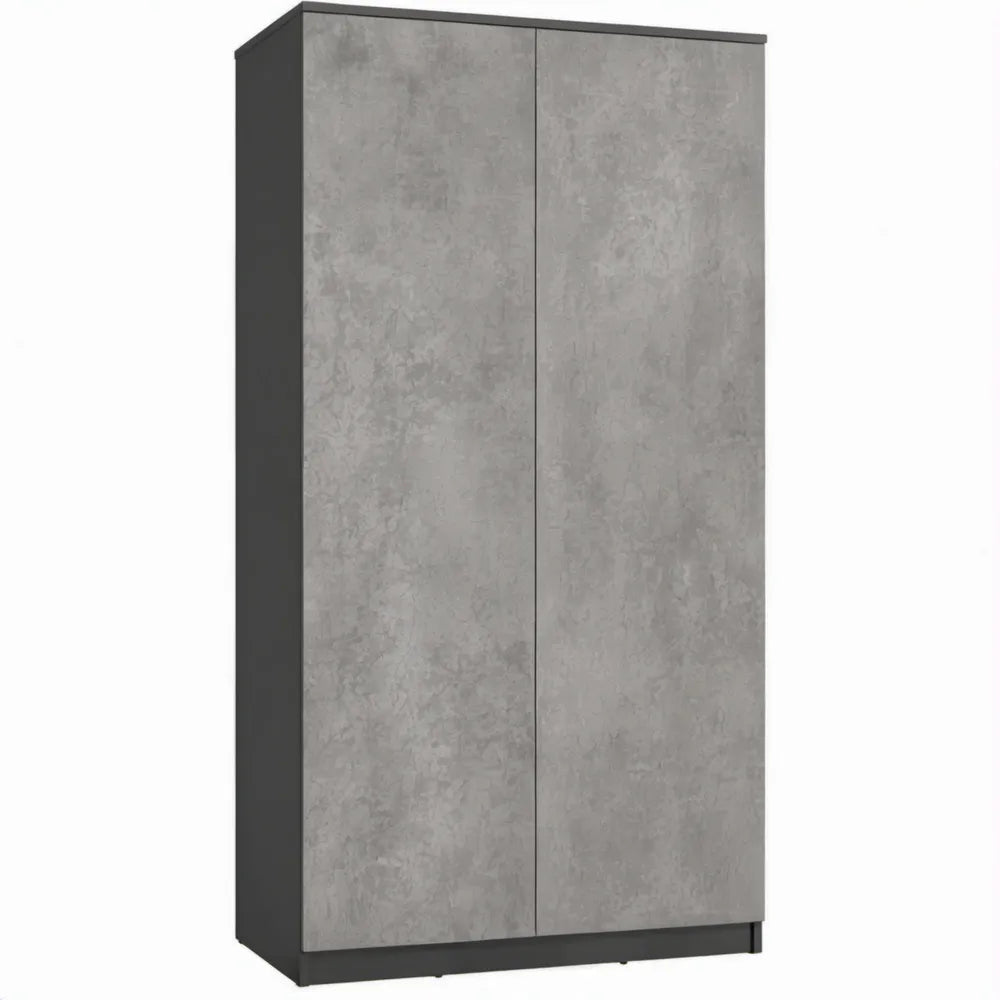 Kledingkast met 2 draaideuren, 4 verstelbare legplanken, 80 x 52 x 180 cm, betongrijs/antraciet