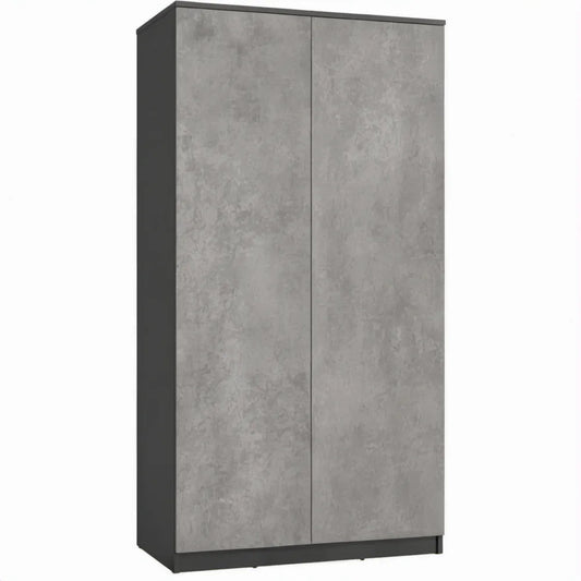 Kledingkast met 2 draaideuren, 4 verstelbare legplanken, 80 x 52 x 180 cm, betongrijs/antraciet