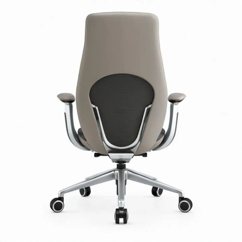 Ergonomische bureaustoel met hoge rugleuning, armleuningen en lendensteun, lichtgrijs/zwart/zilverkleurig, 68 x 68 x 110-120 cm