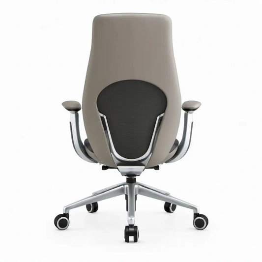 Ergonomische bureaustoel met hoge rugleuning, armleuningen en lendensteun, lichtgrijs/zwart/zilverkleurig, 68 x 68 x 110-120 cm