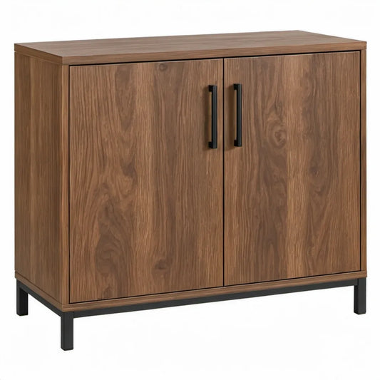 Opbergkast met 2 deuren, 80 x 40 x 80 cm, walnootbruin met zwart