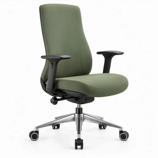 Ergonomische bureaustoel met verstelbare armleuningen, groen/zwart/zilver, 66 x 66 x 118-128 cm