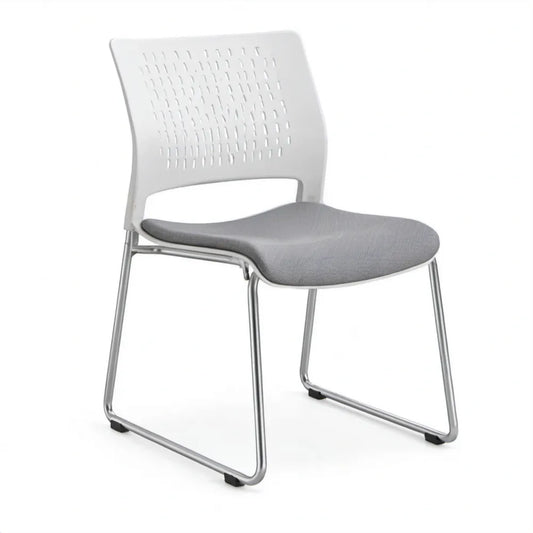 Vergaderstoel met sledeframe, grijze stoffen zitting en lichtgrijze PP-rugleuning, 54 x 58 x 82 cm